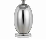 Benzara Fabric Table Lamp with Spherical Glass Base and Ball Accent, Gray and Clear