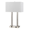 Benzara 60W x 2 Desk Lamp with Rectangular Shade and Power Strip, Silver and White