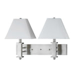 Benzara 60W x 2 Wall Lamp with Empire Shade and 3 Way Push Button Switch, Silver