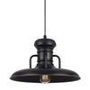 Benzara Industrial Style Round Shaped Metal Pendant Lighting with Canopy, Black