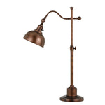 Benzara Metal Table Lamp with Stalk Support and Pedestal Base, Rustic Bronze