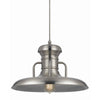 Benzara Metal Round Shade Pendant with Canopy and Hardwired Switch, Silver