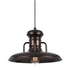 Benzara Industrial Round Shaped Metal Pendant Lighting with Canopy, Rustic Bronze