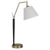 Benzara Downbridge Design Metal Desk Lamp with 2 USB Ports, White and Black