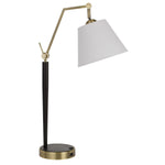 Benzara Downbridge Design Metal Desk Lamp with 2 USB Ports, White and Black