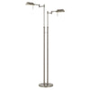 Benzara 2 Swing Arm Heads Metal Floor Lamp with Tubular Stand and Round Base, Chrome