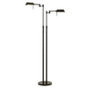 Benzara 2 Light Led Metal Floor Lamp with Swing Arm and adjustable Height, Black