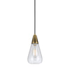 Benzara Conical Shaped Glass Pendant Lighting with Canopy and Brass Accent, Clear