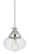 Benzara Round Glass Shade Pendant Lighting with Chain Design Cord, Silver and Clear