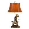 Benzara 150 W Bell Shape Leatherette Shade Table Lamp with Hunter Resin Base, Brown