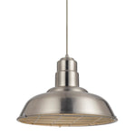 Benzara Metal Round Shade Pendant Lighting with Wire Cage Design Head, Silver