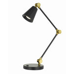 Benzara 10W Led Metal Desk Lamp with Adjustable Arm, Black and Gold