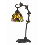 Benzara Hand Painted Table Lamp with Intricate Leaf Design Arched Base, Multicolor
