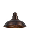Benzara Metal Round Shade Pendant Lighting with Wire Cage Head, Rustic Bronze