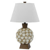 Benzara 150 Watt Seashell Embellished Polyresin Table Lamp, Off White and Brown