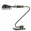 Benzara Adjustable Head Metal Desk Lamp with Curved Design Tubular Stand, Black