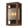 Benzara 40 X 2 Watt Wooden Wall Sconce with Organza Shade, Walnut Brown