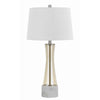 Benzara 3 Way Fabric Table Lamp with Glass and Marble Base, White
