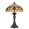 Benzara Polyresin Table Lamp with Umbrella Design Glass Shade, Multicolor