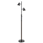 Benzara Metal Floor Lamp with 2 Shade and Stalk Support and Round Base, Dark Bronze