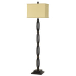 Benzara 150W Twisted Design Metal Floor Lamp with Fabric Shade, Bronze and Beige