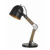 Benzara Swivel and Adjustable Metal Desk Lamp with Wooden Base, Black