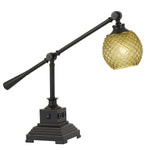 Benzara Glass Shade Metal Desk Lamp with 2 USB Outlets, Dark Bronze and Gold