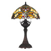 Benzara Polyresin Table Lamp with Glass Shade and Pull Chain Switch, Multicolor
