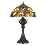 Benzara Polyresin Table Lamp with Glass Shade and Pull Chain Switch, Multicolor