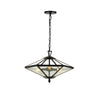 Benzara Geometric Design Metal Frame Pendant Fixture with Chain, Black
