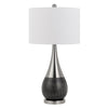 Benzara Dual Tone Metal Pot Bellied Table Lamp with Drum Shade, Set of 2, Silver