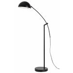 Benzara Arched Metal Floor Lamp with Adjustable Arm and Tubular Stand, Black