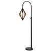 Benzara Tubular Metal Downbridge Floor Lamp with Wooden Accents, Black