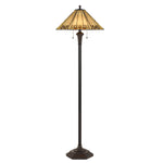 Benzara Polyresin Floor Lamp with Glass Shade and Pull Chain Switch, Black
