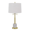 Benzara 60 X 2 Watt Metal Table Lamp with Fabric Drum Shade, White and Gold