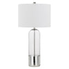 Benzara 3 Way Bubble Glass Table Lamp with Fabric Shade, Set of 2, White and Clear