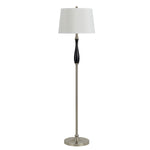 Benzara 100 Watt Metal Frame Floor Lamp with Fabric Shade, White and Silver