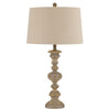 Benzara Resin Table Lamp with Turned Pedestal Body and Fabric Shade, Set of 2,Beige