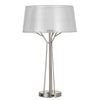 Benzara Sleek Metal Body Table Tamp with Two Tier Translucent Shade, Silver