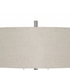Benzara Tubular Metal and Marble Desk Lamp with Fabric Drum Shade, White