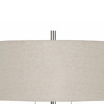 Benzara Tubular Metal and Marble Desk Lamp with Fabric Drum Shade, White