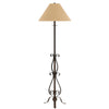 Benzara Metal Floor Lamp with Scroll Design Base, Beige and Rustic Bronze