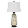 Benzara 3 Way Glass Body Table Lamp wit Tapered Fabric Shade, Set of 2, White