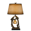 Benzara Paper Shade Table Lamp with Birds and Branches Base, Antique Bronze