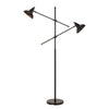 Benzara Metal Body Floor Lamp with 2 Adjustable Arms and Metal Shades, Black