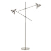 Benzara Tubular Metal Body Floor Lamp with 2 Adjustable Arms, Silver