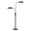Benzara 60W x 2 Metal Floor Lamp with Round Base and On Off Rocker Switch, Bronze
