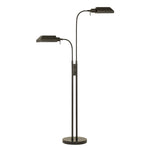 Benzara 60W x 2 Metal Floor Lamp with Round Base and On Off Rocker Switch, Bronze