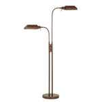 Benzara 60W x 2 Metal Floor Lamp with Round Base and On Off Rocker Switch, Brown