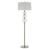 Benzara Metal Floor Lamp with Stacked Rings Tubular Stand, White and Chrome